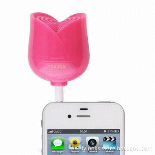 Pretty Looking Rose Style Mini Mobile Phone Speaker for iPhone/iPod/iPad, Magenta